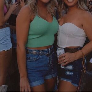 Forever 21 Green Fitted Crop Camisole